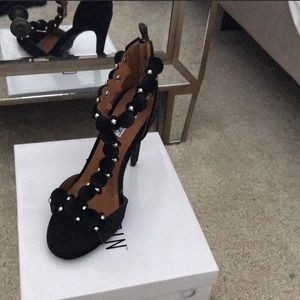 Black Pom Pom Heels size 8.5